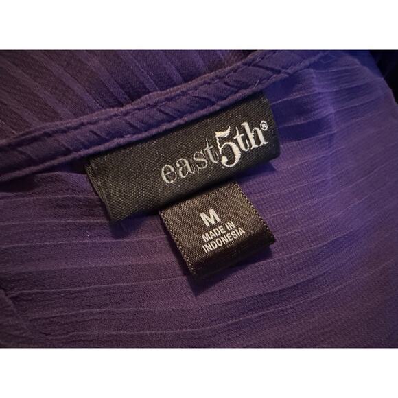 East 5th Womens Medium Purple Short Sleeve Button Front Square Neck Blouse - Picture 3 of 7